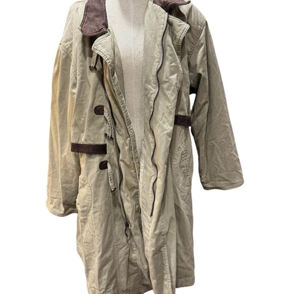 Vintage Structure Expedition Gear Canvas Duster Coat XL – Tan with Brown Trim, T - Picture 5 of 6